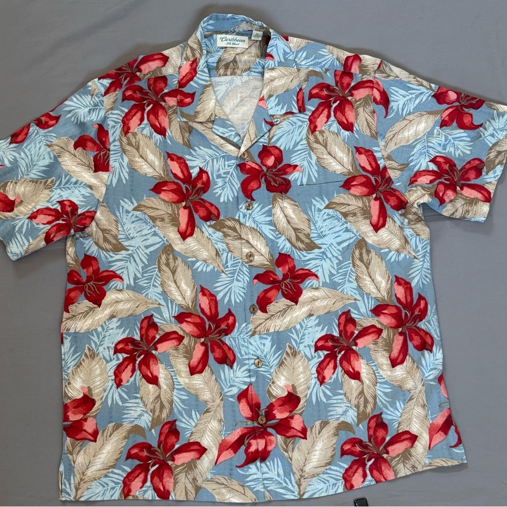 Men’s Caribbean Floral Short Sleeve Shirt Size XL‎